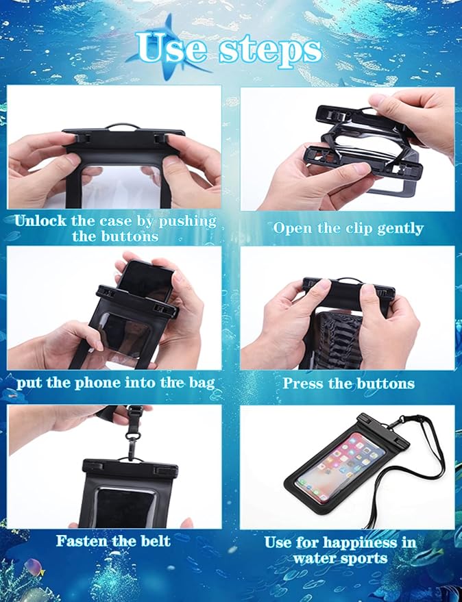 6 Pack Multicolor Universal Waterproof Phone Pouch, Phone Waterproof Case Dry - Image 7