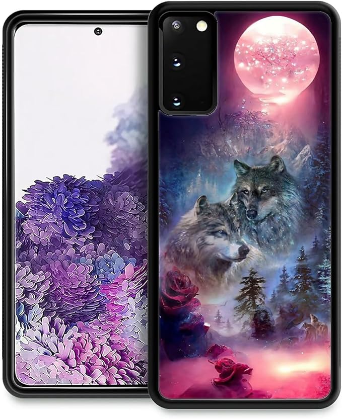 for Samsung Galaxy S20 Case, Star Two Wolfs Howling Pattern Graphic Design Girl by FKBRCL4U