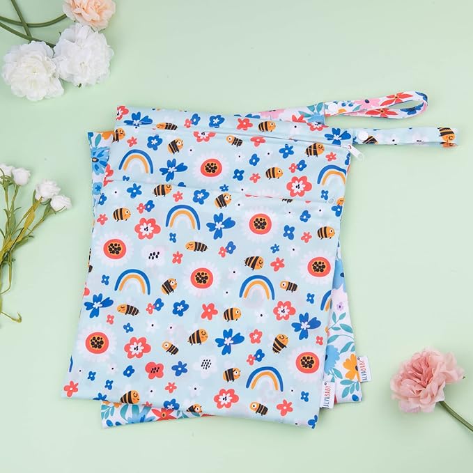 ALVABABY 2pcs Cloth Diaper Wet Dry Bags Waterproof Reusable - Image 8