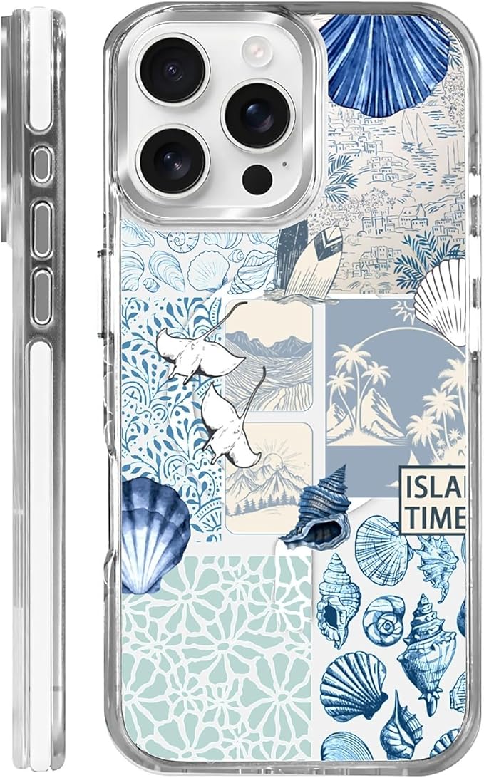 Case for iPhone 16 Pro Max, Sea Life Ocean Waves Seashell Collage Phone Case by Toulas