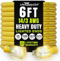 6ft Outdoor/Indoor Extension Cord 14/3 Gauge Heavy Duty 3 Prong SJTW, Waterproof by LifeSupplyUSA