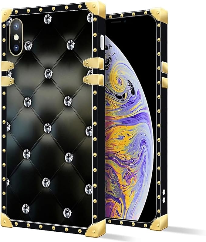 Compatible with iPhone Xs Max Case, Shiny Black Sofa Crystal Luxury Golden - Image 2