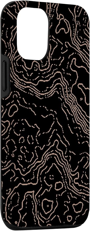 Topography Black & Brown Abstract Pattern Topographic Map Case - Image 3