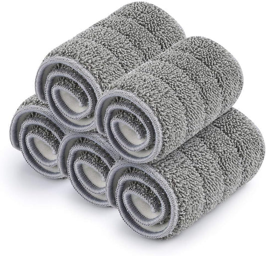 Bulletproof Microfiber Mop Replacement Heads - 5 Pack Washable Pads for Floor Cleaning Compatible with Tethys,Joy Moop & Most 11” - 13” Flat Squeeze Mops for Wet/Dry Mopping, Sanitizing, Scrubbing