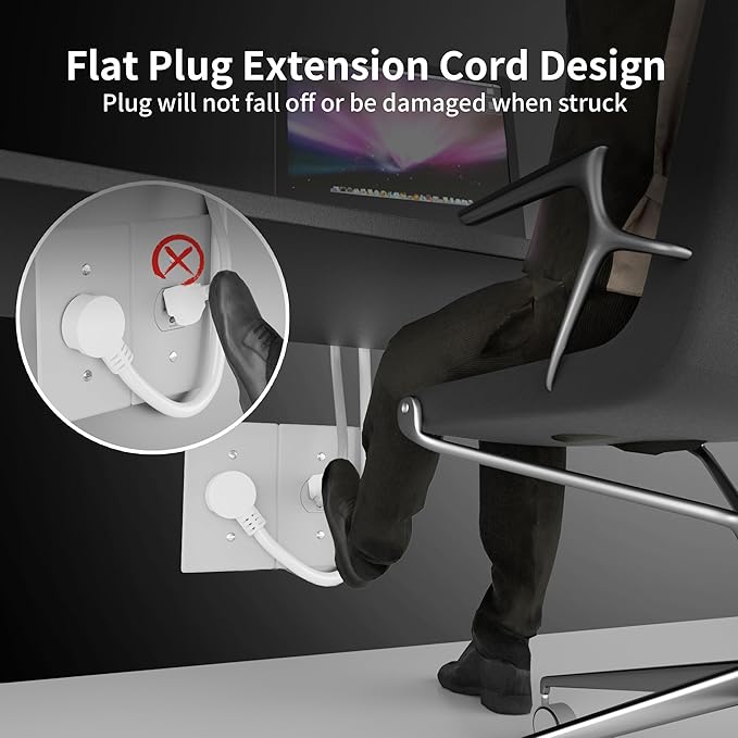 HUANCHAIN 14 Gauge 10 FT Flat Plug Extension Cord White Indoor Outdoor - Image 5