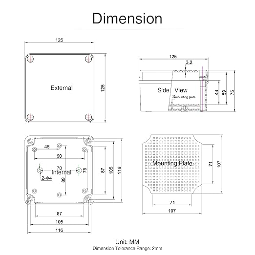 QILIPSU Outdoor Junction Box IP67 Waterproof Project Box ABS Plastic - Image 6