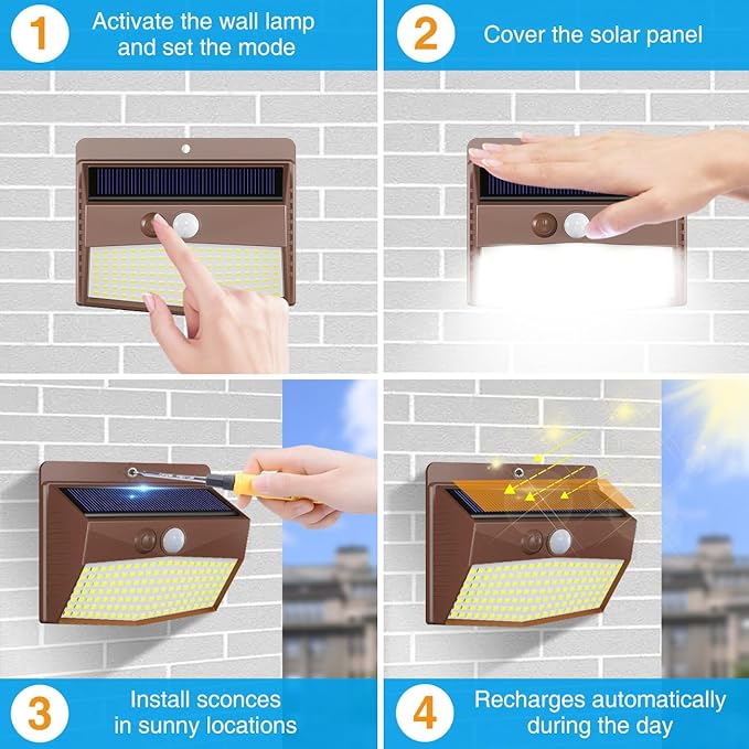 Peasur 6 Packs Solar Outdoor Lights Motion Sensor Solar Security Lights - Image 4