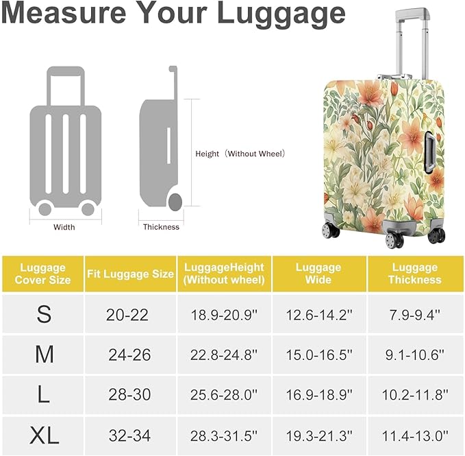 ANNA QUEEN Floral Botanical Luggage Cover, Vintage Flower Suitcase Protector - Image 4