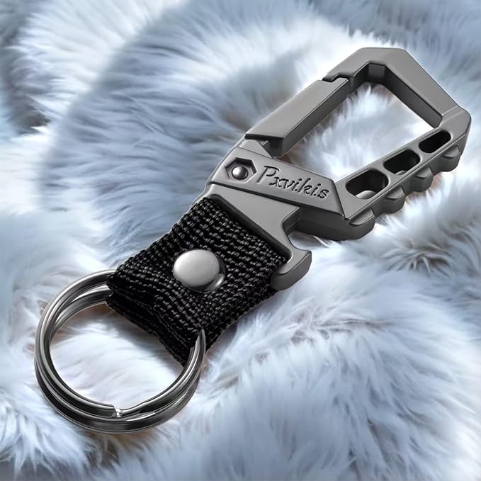 Metal heavy duty key chain carabiner clip bottle opener wrist lanyard ring car - Image 5