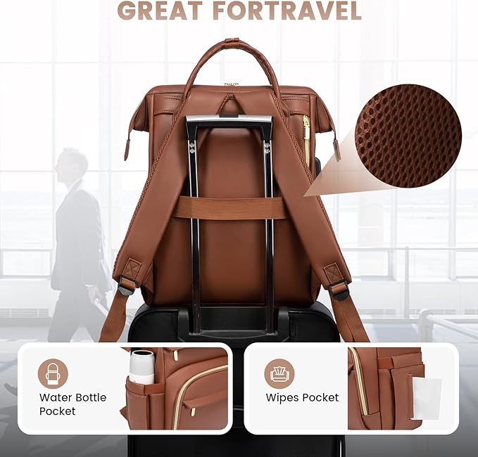 Leather Laptop Backpack for Women - 17in - Image 5