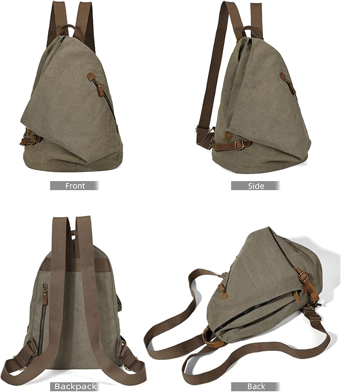 KL928 Canvas Vintage Backpack – Large Casual Daypack Outdoor Travel Rucksack - Image 9