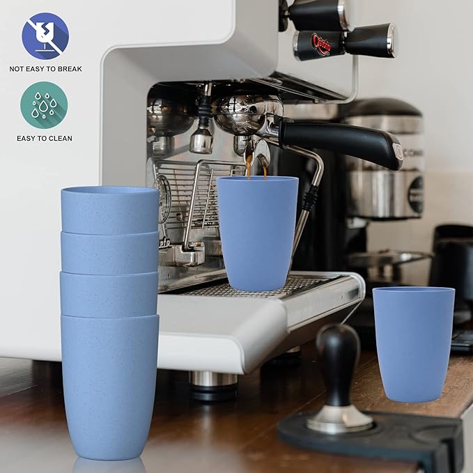 Wrova Wheat Straw Cups 6 PCS Good Alternative to Plastic Reusable Cups 20 oz - Image 8