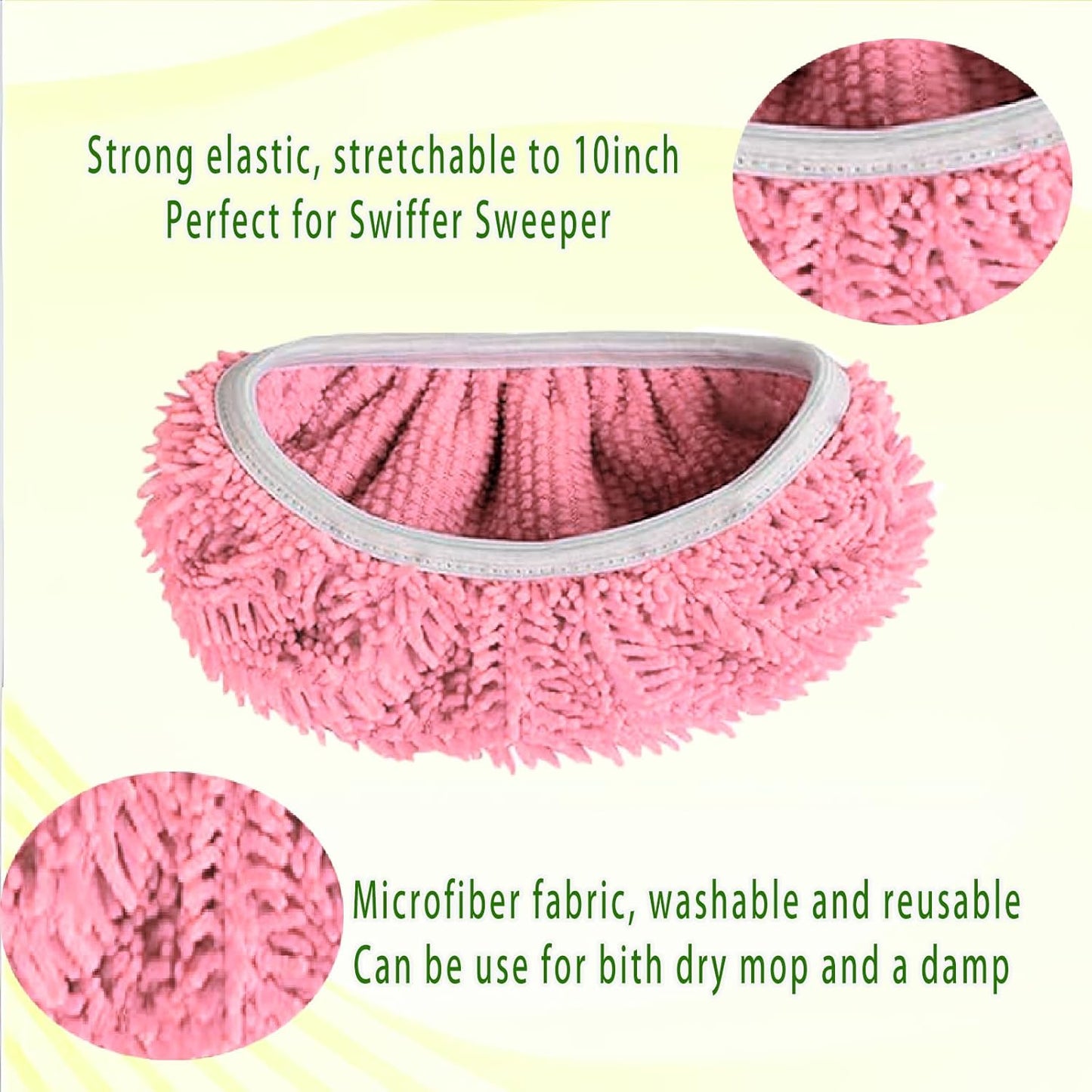 Reusable Microfiber Mop Pads for Swiffer Sweeper - Wet & Dry Cleaning Cloths - Mop Head Replacement Washable Refills for Household Floors