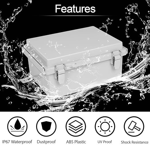 LeMotech Electrical Box, IP67 Waterproof Hinged Cover Stainless Steel Latch - Image 3