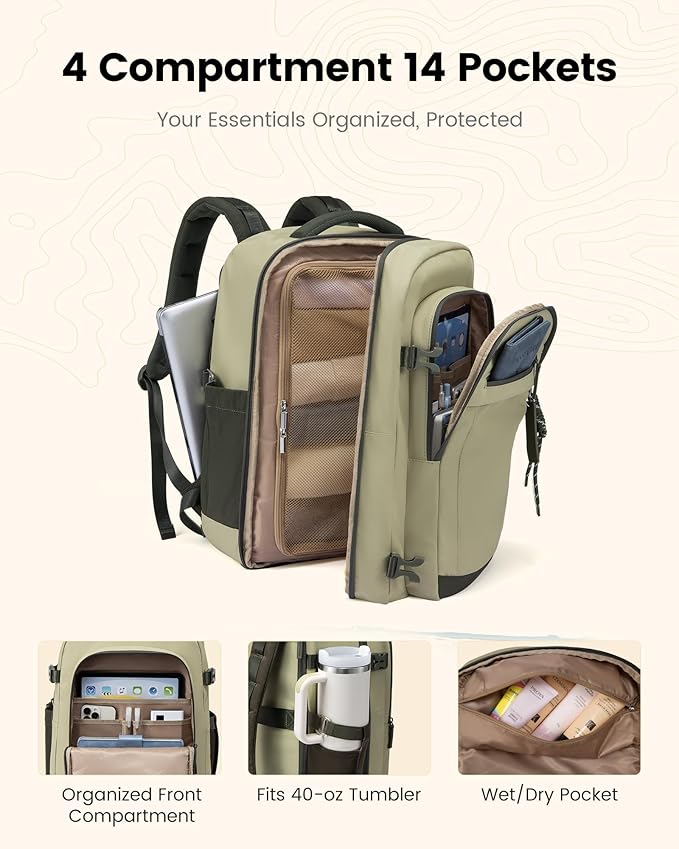 LOVEVOOK 40L Travel Backpack for Women & Men, Airline Approved Carry On Luggage - Image 2