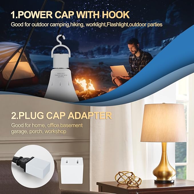 6 Pack Rechargeable Emergency Lights Blubs, Battery Powered Light Bulb 9W 60W - Image 8