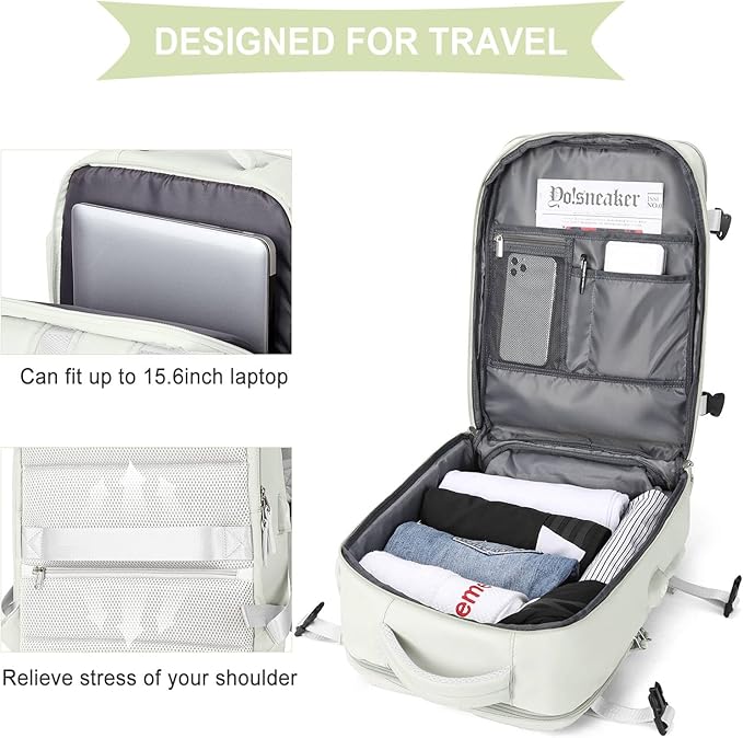 WONHOX Large Travel Backpack Carry on Flight Approved Laptop Work Business - Image 6