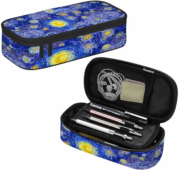 Blue Sky Pencil Bag Glowing Moon Starry Sky Abstract Painting Big Capacity - Image 7