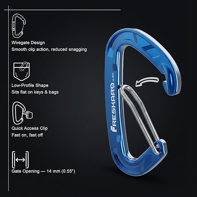 FresKaro 5pcs Nano Carabiner Clips, 8kN 1798lbs, Small Sturdy, Reliable - Image 3