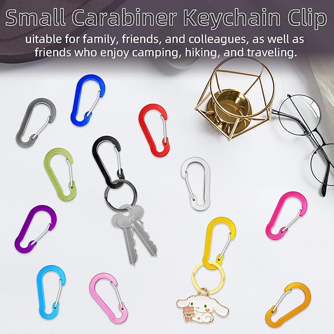 6pcs Aluminum Small Carabiner Clip, 2 Inch Carabiner Keychain Clasp Spring D - Image 6