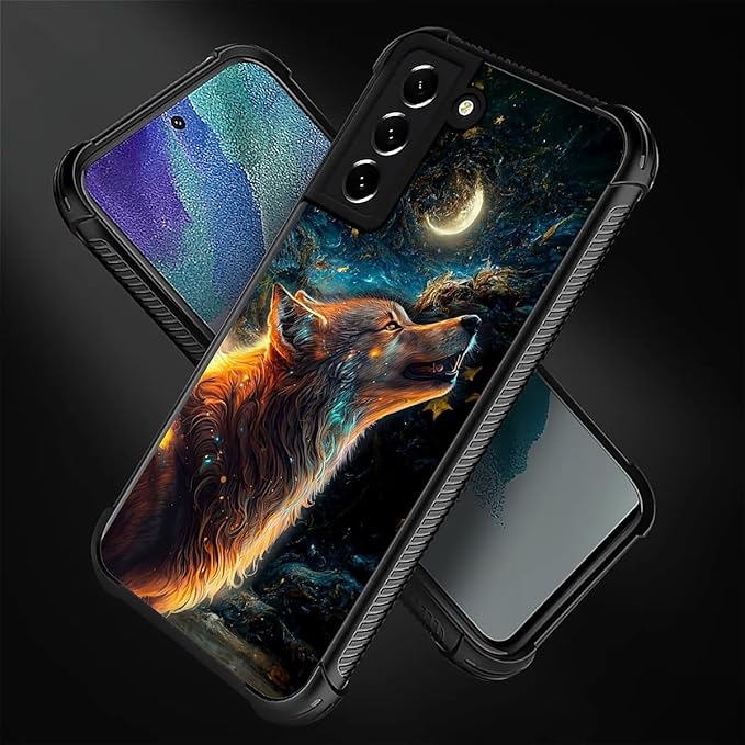 for Samsung Galaxy S22 Case, Star Cave Hungry Wolf Pattern Graphic Design Girl - Image 3