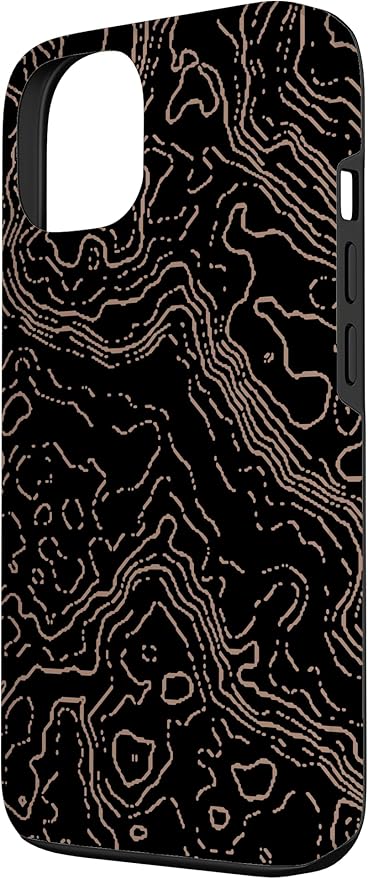 Topography Black & Brown Abstract Pattern Topographic Map Case - Image 2