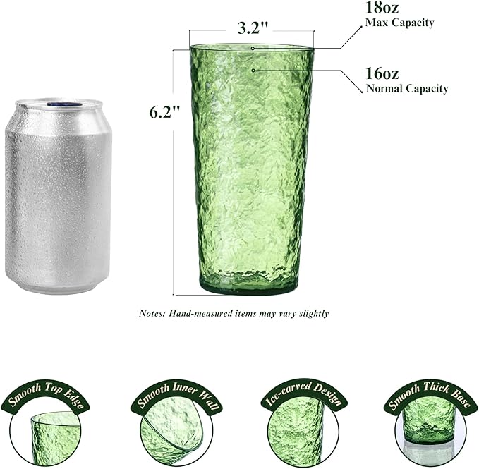 18oz Colorful Acrylic Glasses Drinkware, Ice-carved Design Stackable - Image 3