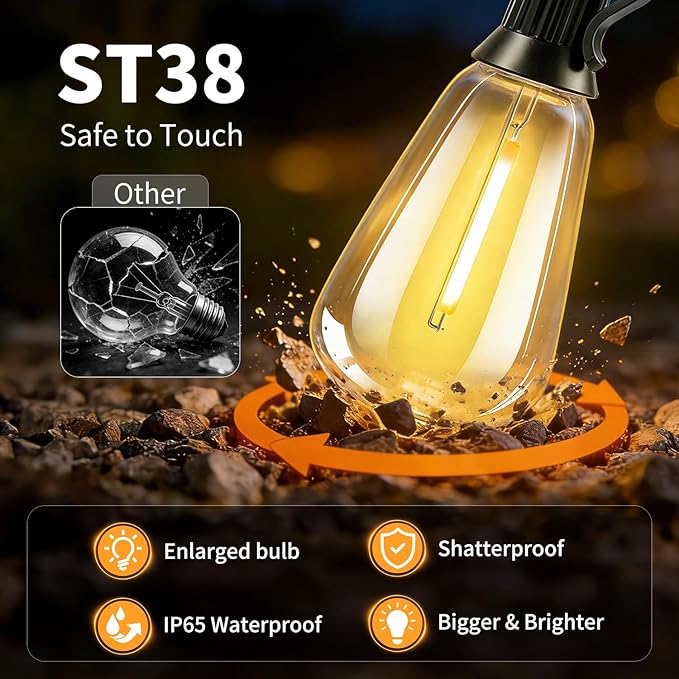 Outdoor Solar String Lights Waterproof: ST38 82ft Shatterproof Patio Lights - Image 6