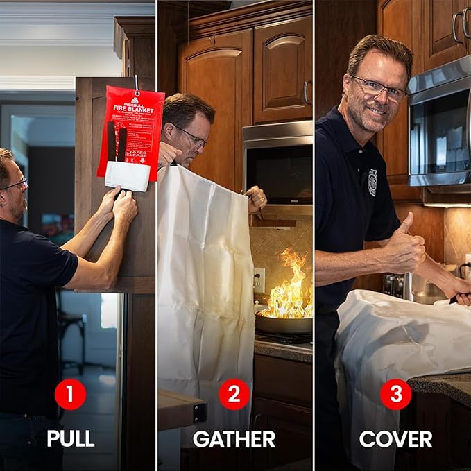 Emergency Fire Blanket for Home and Kitchen 2 Pack 40” x 40” Fiberglass Fire - Image 4