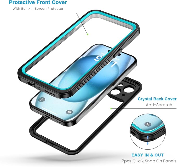 Lanhiem for iPhone 15 Case, IP68 Waterproof Dustproof Shockproof Cases - Image 3