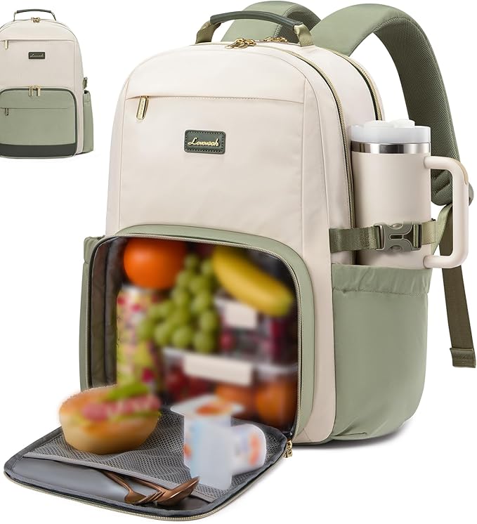 LOVEVOOK Lunch Backpack with Lunch Compartment, 15.6 Inch Laptop Work Travel by LOVEVOOK