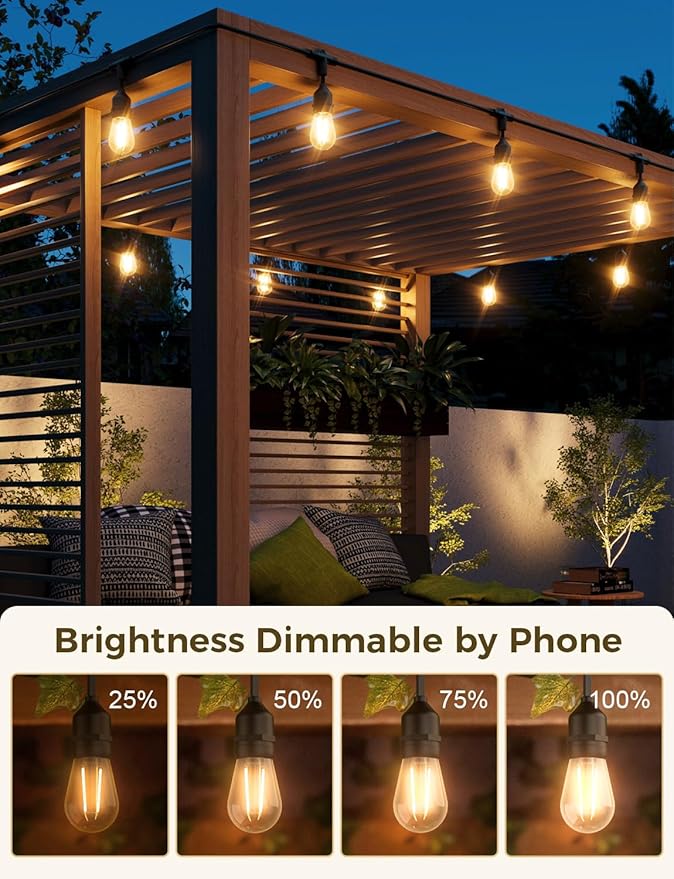 XMCOSY+ Smart Outdoor String Lights, 123Ft LED Patio Lights Waterproof IP65 - Image 3