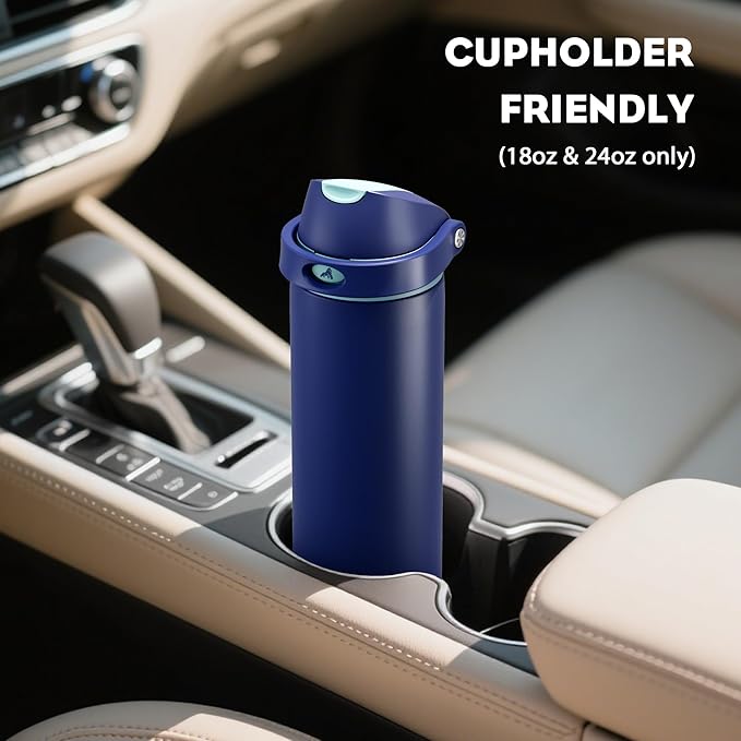 POWCAN 18 oz Insulated Stainless Steel Water Bottle: 2-in-1 Push-Button Spout & - Image 5