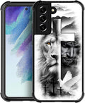 for Samsung Galaxy S21 Case, Lion Cross Jesus Christ Dove Pattern Graphic by FKBRCL4U
