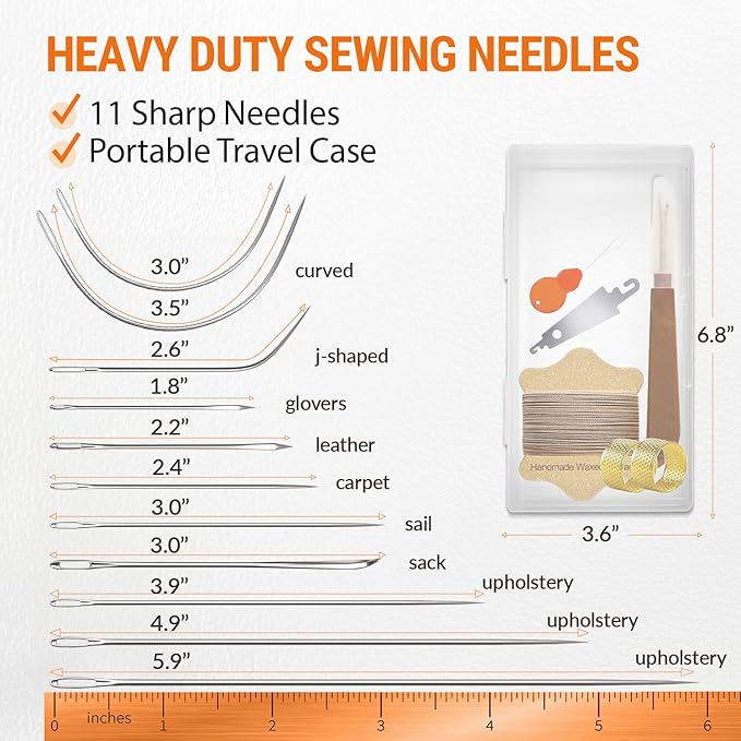 VONEEDL Upholstery Repair Kit: Waxed Sewing Thread & Heavy Duty Needles - Image 4