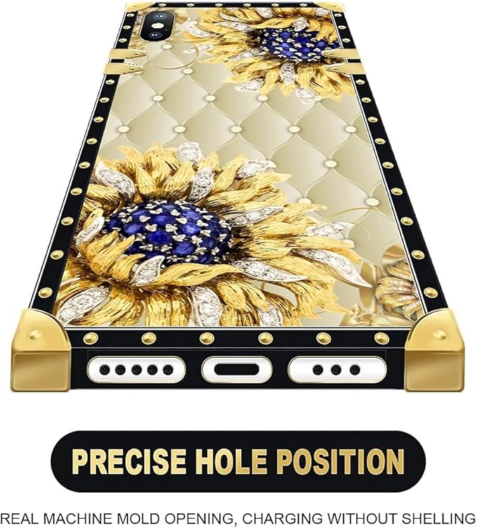 Compatible with iPhone Xs Max Case, Sunflower Diamonds Leather Luxury Golden - Image 5