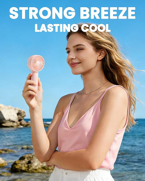 6 Pcs Mini Handheld Fan Bulk, 3 Speed Portable Personal USB Rechargeable Fan - Image 2