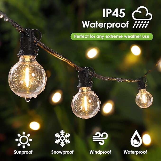 Mlambert 200Ft LED Outdoor String Lights Waterproof Dimmable G40 Globe Patio - Image 2