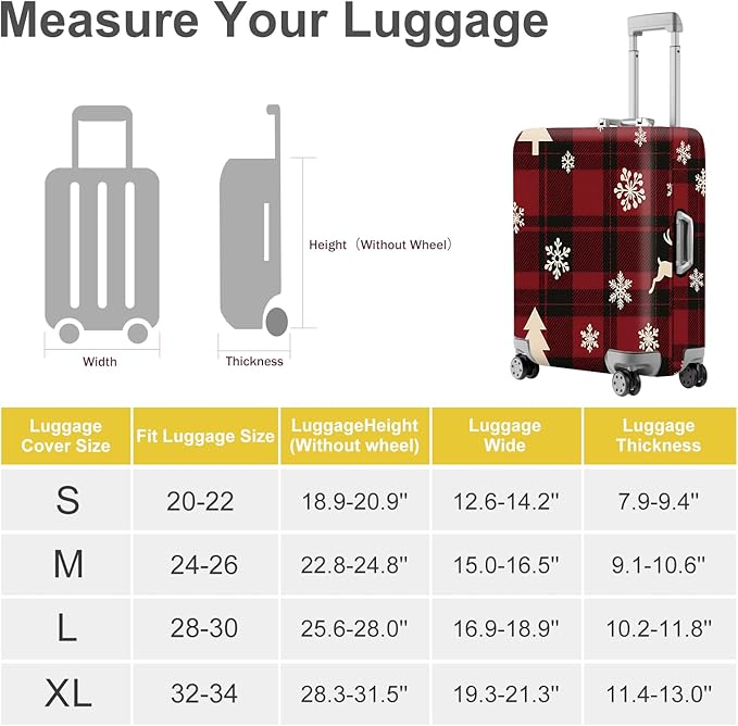ANNA QUEEN Christmas Plaid Luggage Cover, Stretchable Washable Travel Sleeve - Image 5
