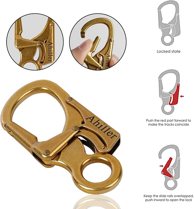 Ahiller Carabiner Clip, Double Anti-Misopening Locking Design, Key Ring Clip - Image 2