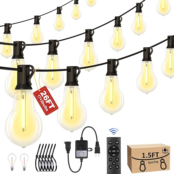 26FT Outdoor String Lights Waterproof by QualityLightBulbLightofInnovation