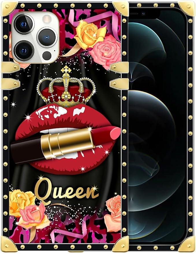 Compatible with iPhone 12 Pro Max Case, Queen Lip Crown Leopard Print Luxury by Unknown