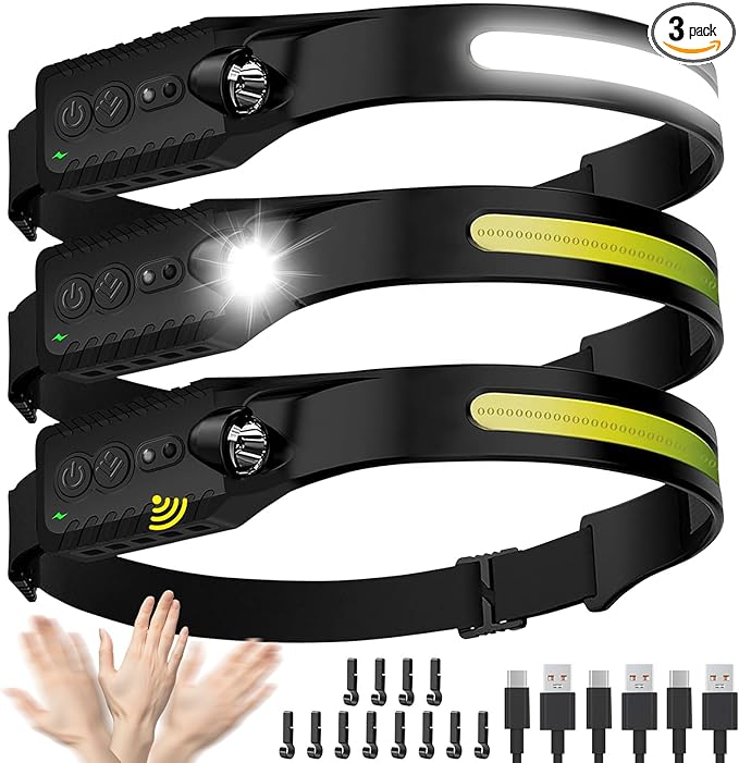Headlamp Rechargeable, LED Head Lamp Flashlight, 230° Wide Beam Headband Light by Unknown