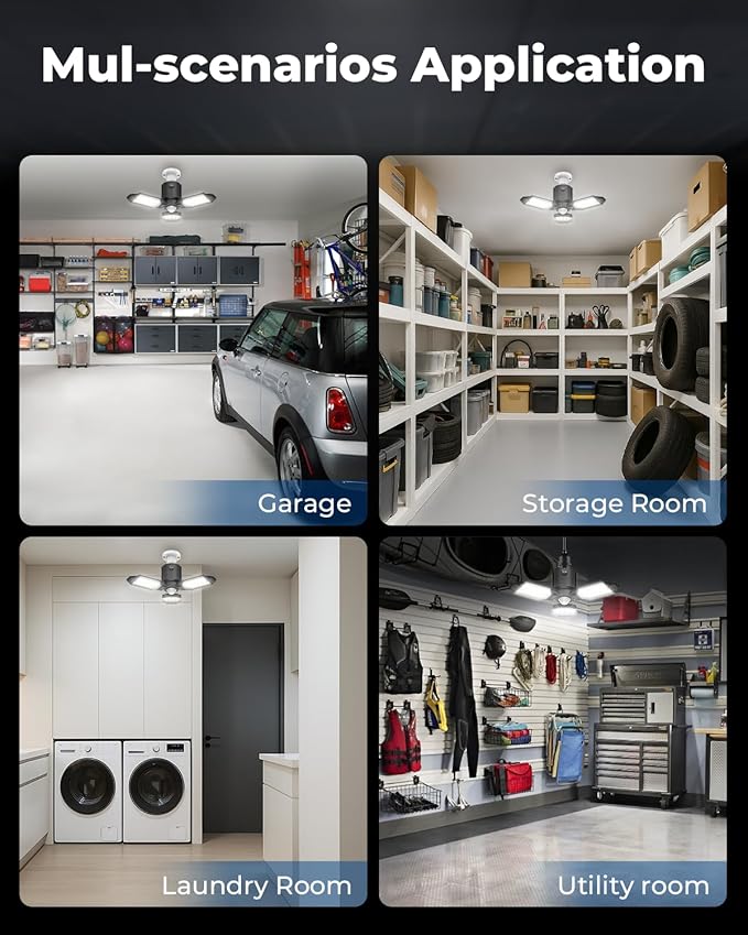 toberich Motion Sensor Garage Light, 8000LM Motion Sensor Shop Light w/ 3 - Image 8