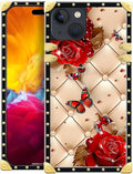 Compatible with iPhone 15 Case, Shining Red Rose Butterfly Leather Background by Unknown
