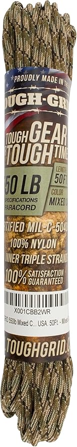 TOUGH-GRID 550 Paracord, Type III Mil-Spec Nylon Rope - 50 Ft Mixed Camo - Image 3