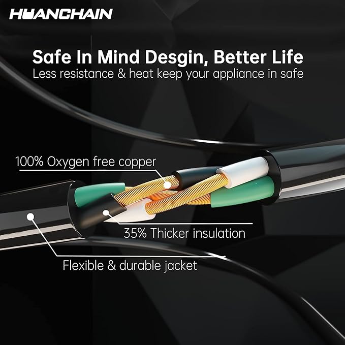 HUANCHAIN 10 FT 2 Pack Outdoor Extension Cord Waterproof, 16/3 Gauge 3 Prong - Image 3