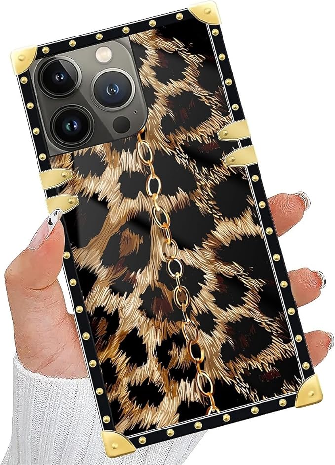 Compatible with iPhone 15 Pro Case, Seamless Gold Chain Leopard Luxury Golden - Image 2
