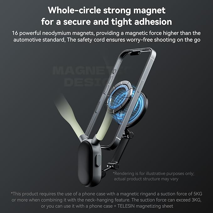 TELESIN Magnetic Neck Mount for Phones, Cell Phone Holder Stand Hanging on Neck - Image 4