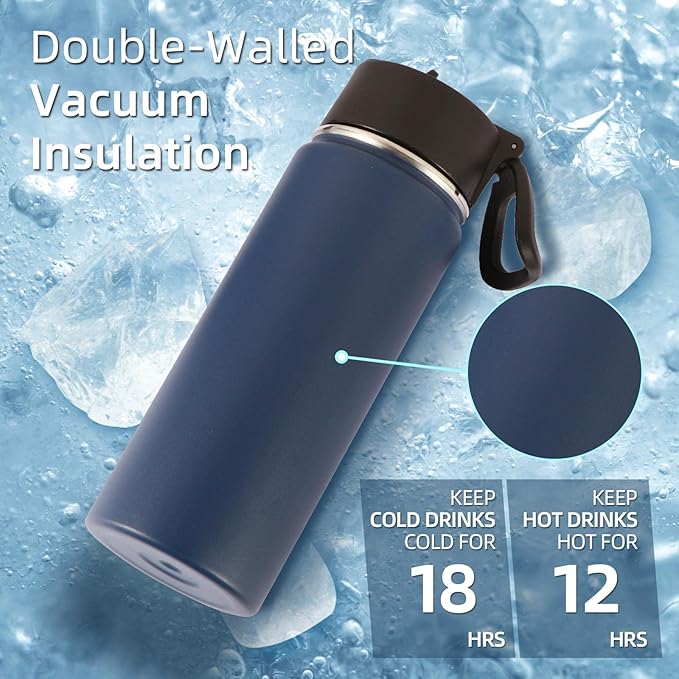 Volhoply 18oz Kids Insulated Water Bottle, Stainless Steel Water Bottles - Image 2